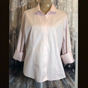 Chico’s size 2 crisp pale pink 100% cotton blouse